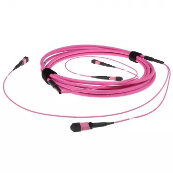 ACT 50 meter Multimode 50/125 OM4(OM3) polarity B fiber trunk kabel z 2 złączami MTP/MPO żeńskimi po każdej stronie