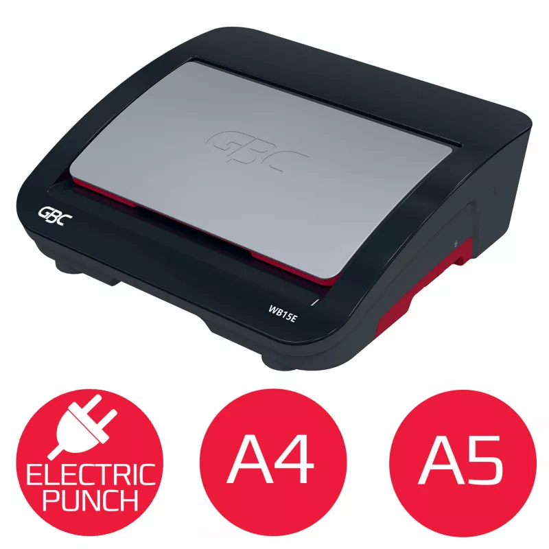 GBC WireBind® WB15E Elektryczna bindownica, Bindownica drutowa, Elektryczna, 125 arkuszy, Czarna, Czerwona