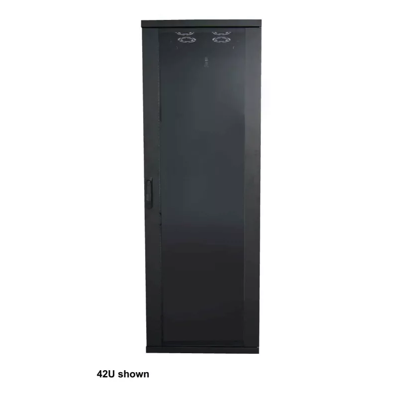 Intellinet 19-calowa szafa sieciowa - wolnostojąca (Basic), 32U, 600x800mm (szerokość x głębokość), Czarna, Płaska paczka, Maks. 600kg, Zamek jednopunktowy drzwi, Jeden zamek na panel boczny, Głębokość użytkowa 123 do 573mm, Stojak, IP20, Stal