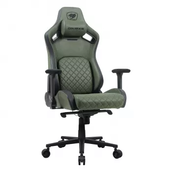 Uniwersalny fotel gamingowy Cougar DEFENSOR S ARMY zielony F — tapicerowane siedzisko, maks. 150 kg, szer. 760 × gł. 690 mm, wys. 129,5–137 cm