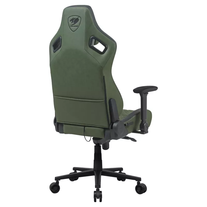 Uniwersalny fotel gamingowy Cougar DEFENSOR S ARMY zielony F — tapicerowane siedzisko, maks. 150 kg, szer. 760 × gł. 690 mm, wys. 129,5–137 cm
