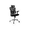 Ergonomiczne krzesło biurowe EQUIP 651053 z zagłówkiem i podłokietnikami, siateczkowe oparcie, wyściełane siedzisko, regulowana wysokość 117–135 cm, szerokość 660 mm, czarne