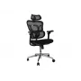 Ergonomiczne krzesło biurowe EQUIP 651053 z zagłówkiem i podłokietnikami, siateczkowe oparcie, wyściełane siedzisko, regulowana wysokość 117–135 cm, szerokość 660 mm, czarne