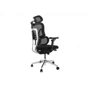 Ergonomiczne krzesło biurowe EQUIP 651053 z zagłówkiem i podłokietnikami, siateczkowe oparcie, wyściełane siedzisko, regulowana wysokość 117–135 cm, szerokość 660 mm, czarne