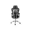 Ergonomiczne krzesło biurowe EQUIP 651053 z zagłówkiem i podłokietnikami, siateczkowe oparcie, wyściełane siedzisko, regulowana wysokość 117–135 cm, szerokość 660 mm, czarne