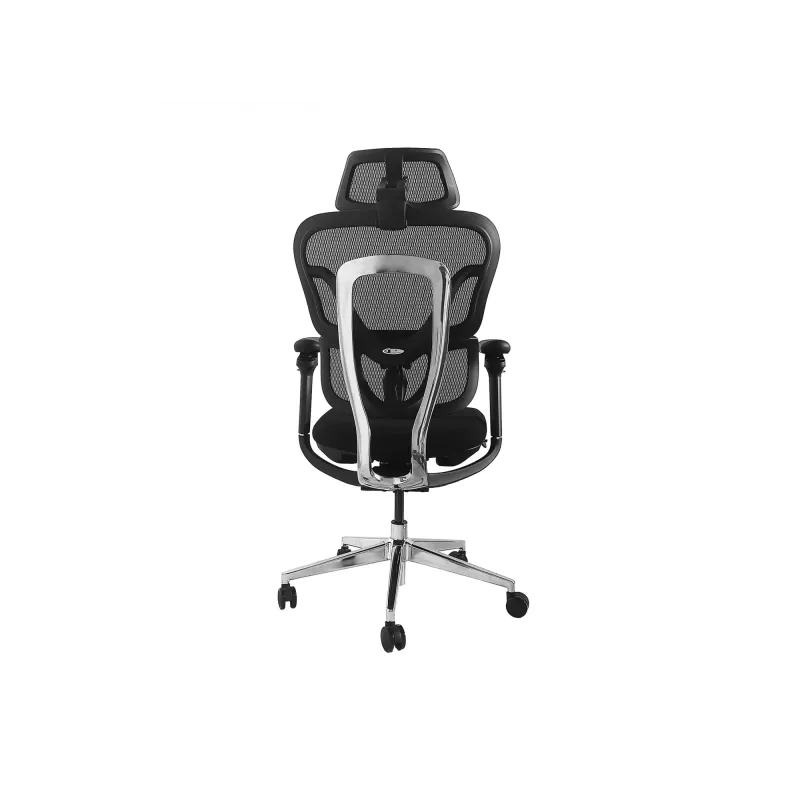 Ergonomiczne krzesło biurowe EQUIP 651053 z zagłówkiem i podłokietnikami, siateczkowe oparcie, wyściełane siedzisko, regulowana wysokość 117–135 cm, szerokość 660 mm, czarne