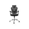 Ergonomiczne krzesło biurowe EQUIP 651053 z zagłówkiem i podłokietnikami, siateczkowe oparcie, wyściełane siedzisko, regulowana wysokość 117–135 cm, szerokość 660 mm, czarne