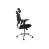 Ergonomiczne krzesło biurowe EQUIP 651053 z zagłówkiem i podłokietnikami, siateczkowe oparcie, wyściełane siedzisko, regulowana wysokość 117–135 cm, szerokość 660 mm, czarne