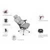 Ergonomiczne krzesło biurowe EQUIP 651053 z zagłówkiem i podłokietnikami, siateczkowe oparcie, wyściełane siedzisko, regulowana wysokość 117–135 cm, szerokość 660 mm, czarne