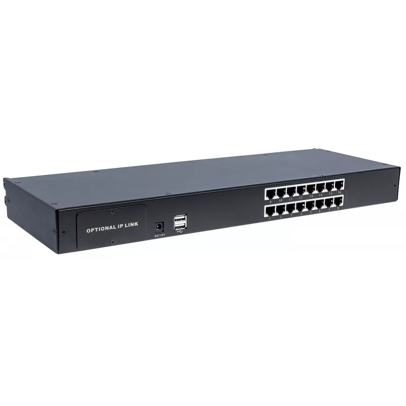 Modułowy 16-portowy przełącznik KVM VGA CAT5 Intellinet do użytku z numerami produktów 507622, 507738, 507981, 507998, 508025, 508032, 508049 i 508056