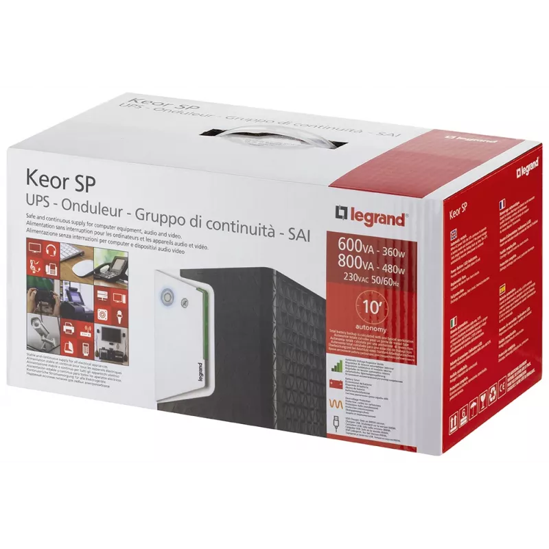 Legrand Keor ASI SP 800 GR zasilacz awaryjny (UPS) Line-Interactive 0.8 kVA 480 W 2 wyjścia AC