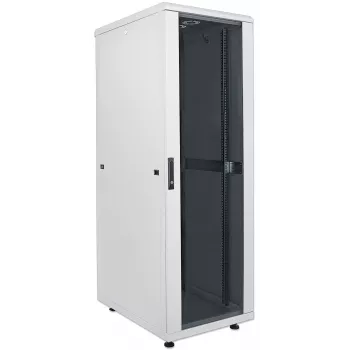 Intellinet 19-calowa szafa sieciowa - wolnostojąca, 26U, 600x600 mm (szerokość x głębokość), szary, płaski zestaw do samodzielnego montażu, maks. 1500 kg, wielopunktowy zamek drzwi, jeden zamek na panel boczny, głębokość użytkowa 123 do 373 mm, stopień ochrony IP20, stelaż, stal