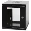 Intellinet 10-calowa szafa sieciowa – montaż naścienny (Standard), 6U, głębokość 300 mm, czarna, zmontowana, maks. 60 kg, odpowiednia również do użytku na biurku lub podłodze, głębokość użytkowa 265 mm, drzwi metalowe i szklane, panel tylny, zdejmowane boki, elementy do montażu ściennego (np. śruby/kołki rozporowe) nie są dołączone
