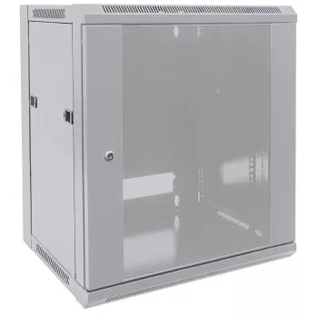 Intellinet 19-calowa szafa sieciowa - montaż na ścianie (standardowa), 9U, głębokość 600 mm, szara, flatpack, maks. 60 kg, możliwość ustawienia na biurku lub podłodze, głębokość użytkowa 410 mm, drzwi metalowe i szklane, tylny panel, zdejmowane boki, elementy montażowe do ściany (np. śruby/kołki) nie są dołączone