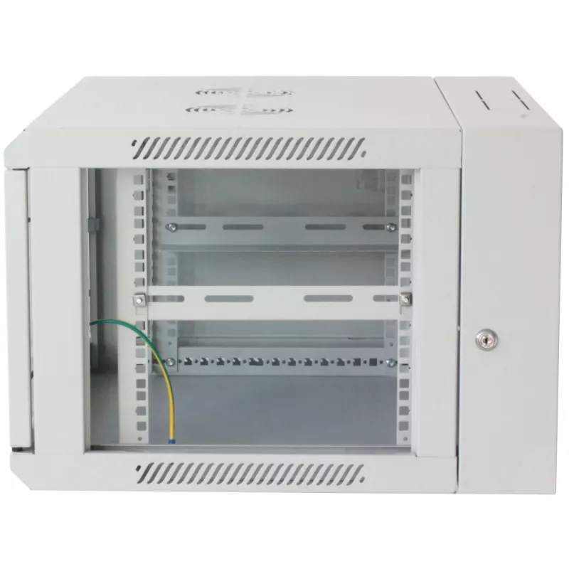 Intellinet Szafa sieciowa 19 cali – Montaż na ścianie (podwójna sekcja z odchylaniem na zawiasach), 15U, głębokość 550 mm, szara, zmontowana, maks. 30 kg, odchylana w celu uzyskania dostępu do tylnej części szafy po zamontowaniu na ścianie, Stelaż, głębokość użytkowa 425 mm, elementy do montażu ściennego nie są dołączone