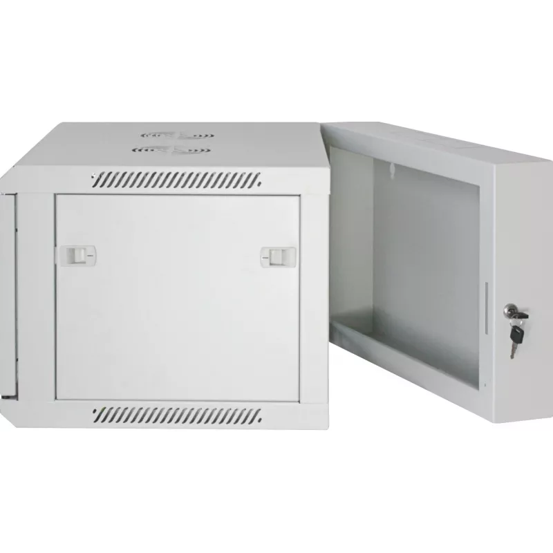 Intellinet Szafa sieciowa 19 cali – Montaż na ścianie (podwójna sekcja z odchylaniem na zawiasach), 15U, głębokość 550 mm, szara, zmontowana, maks. 30 kg, odchylana w celu uzyskania dostępu do tylnej części szafy po zamontowaniu na ścianie, Stelaż, głębokość użytkowa 425 mm, elementy do montażu ściennego nie są dołączone