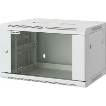 Intellinet Szafa sieciowa 19-calowa - naścienna (Standard), 20U, głębokość 600 mm, szara, złożona, maks. 60 kg, nadaje się również do użytku na biurku lub podłodze, głębokość użytkowa 500 mm, drzwi metalowe i szklane, panel tylny, zdejmowane boki, części do montażu na ścianie nie są dołączone
