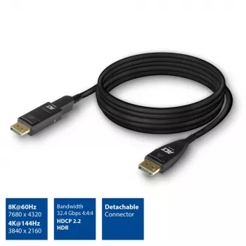 ACT 25 metrów Active Optical kabel DisplayPort 1.4 8K z odłączanym złączem