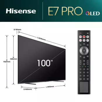 Hisense 100E77NQ PRO 2.54 m (100 cali) 4K Ultra HD Smart TV Wi-Fi Czarny 500 cd/m²