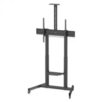 Manhattan Trolley Mount Stand for TV & Monitors (regulacja wysokości korbą), Do ekranów: 37 inch do 120 inch, Kompatybilność VESA: wszystkie między 200x200 do 1000x600mm - sprawdź wymiary czterech otworów montażowych z tyłu ekranu, aby upewnić się, że pasują, Maks. 120kg, 1180 do 1630mm
