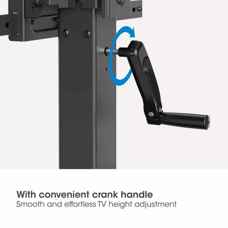 Manhattan Trolley Mount Stand for TV & Monitors (regulacja wysokości korbą), Do ekranów: 37 inch do 120 inch, Kompatybilność VESA: wszystkie między 200x200 do 1000x600mm - sprawdź wymiary czterech otworów montażowych z tyłu ekranu, aby upewnić się, że pasują, Maks. 120kg, 1180 do 1630mm