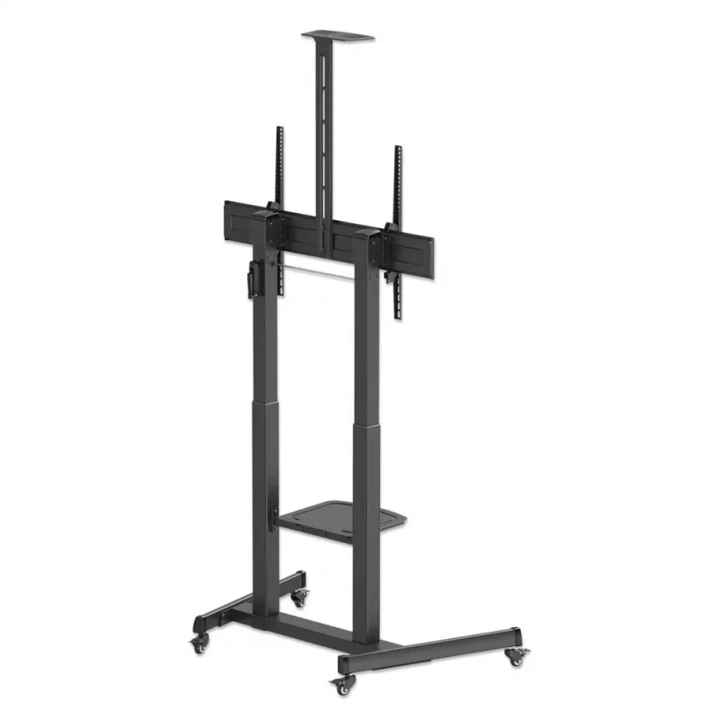Manhattan Trolley Mount Stand for TV & Monitors (regulacja wysokości korbą), Do ekranów: 37 inch do 120 inch, Kompatybilność VESA: wszystkie między 200x200 do 1000x600mm - sprawdź wymiary czterech otworów montażowych z tyłu ekranu, aby upewnić się, że pasują, Maks. 120kg, 1180 do 1630mm