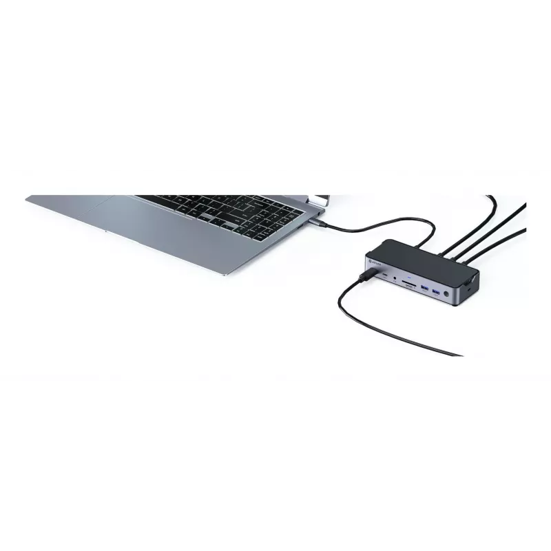 eSTUFF GLB232006 stacja dokująca/replikator portów do laptopa przewodowa USB 3.2 Gen 1 (3.1 Gen 1) Type-C aluminium, czarna