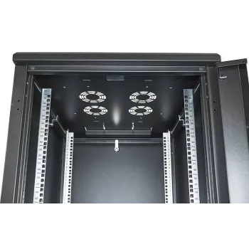 Intellinet 19-calowa Szafa Sieciowa - Wolnostojąca, 42U, 600x800 mm (szerokość x głębokość), Czarna, Flatpack, Maks. 1500 kg, Zamek drzwi wielopunktowy, Jeden zamek na panel boczny, Głębokość użytkowa od 123 do 573 mm, IP20, Stojak, Stal