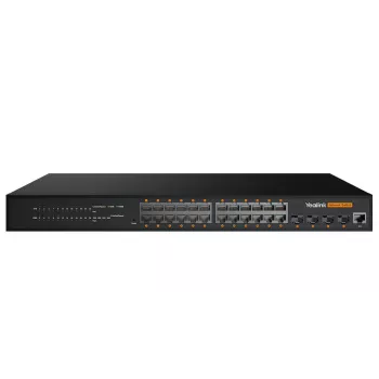 Zarządzalny przełącznik Gigabit Ethernet L2+ Yealink RCH240 — 24× RJ-45 (10/100/1000), PoE, 56 Gbit/s, do montażu w szafie rack
