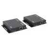 Zestaw przedłużacza Manhattan 1080p HDMI KVM over IP, przedłuża sygnał 1080p@60Hz do 120m za pomocą pojedynczego kabla Ethernet Cat6 lub sieci obsługującej IP, nadajnik i odbiornik, porty USB-A dla komputera/myszy/klawiatury, czarny, trzyletnia gwarancja