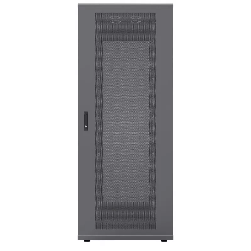 Intellinet Szafa serwerowa 19 cali - Wolnostojąca, 47U, 800x1000mm (szerokość x głębokość), Czarna, Paczka płaska, Maks. 1500kg, Wielopunktowy zamek drzwi, Jeden zamek na panel boczny, Użytkowa głębokość 123 do 773mm, IP20, Stelaż, Stal