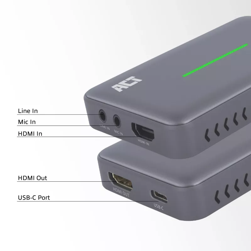 Karta przechwytująca wideo ACT USB-C, przejście HDMI 4K@60Hz, przechwytywanie 4K@30Hz
