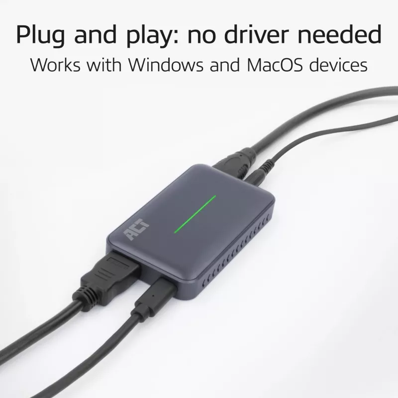 Karta przechwytująca wideo ACT USB-C, przejście HDMI 4K@60Hz, przechwytywanie 4K@30Hz