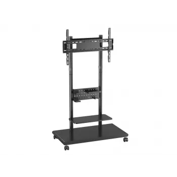 Mobilny wózek pod telewizor EQUIP 50–90 cali z półką perforowaną, VESA 200x200–600x400, 60 kg, czarny