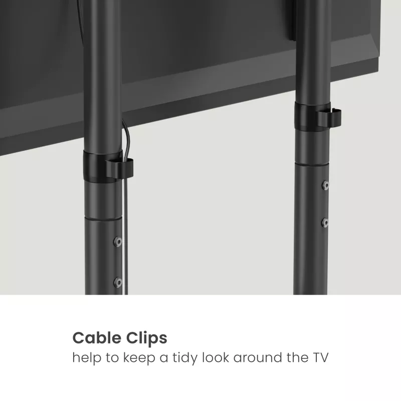 Mobilny wózek pod telewizor EQUIP 50–90 cali z półką perforowaną, VESA 200x200–600x400, 60 kg, czarny