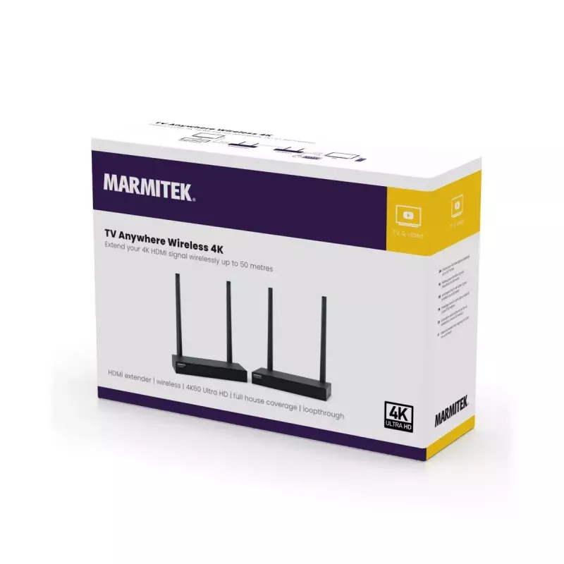 Bezprzewodowy nadajnik i odbiornik AV Marmitek TV Anywhere 4K Czarny