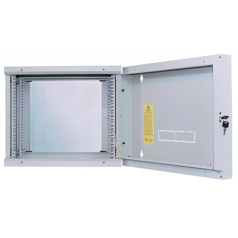 Intellinet 19-calowa szafa sieciowa - naścienna (dwuczęściowa, rozwierana na zawiasach), 6U, głębokość 450 mm, szara, w wersji Flatpack, maks. 30 kg, rozwierana w celu uzyskania dostępu do tyłu szafy po montażu na ścianie, Rack, głębokość użytkowa 235 mm, elementy do montażu naściennego nie są dołączone