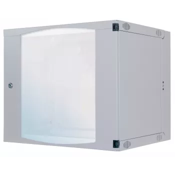Intellinet 19-calowa szafa sieciowa - montaż na ścianie (podwójna sekcja z wahadłowym wysuwem), 12U, głębokość 600mm, szara, Flatpack, maks. 30kg, odchylana dla dostępu do tyłu szafy po zamontowaniu na ścianie, stojak, użyteczna głębokość 385mm, części do montażu ściennego nie są dołączone