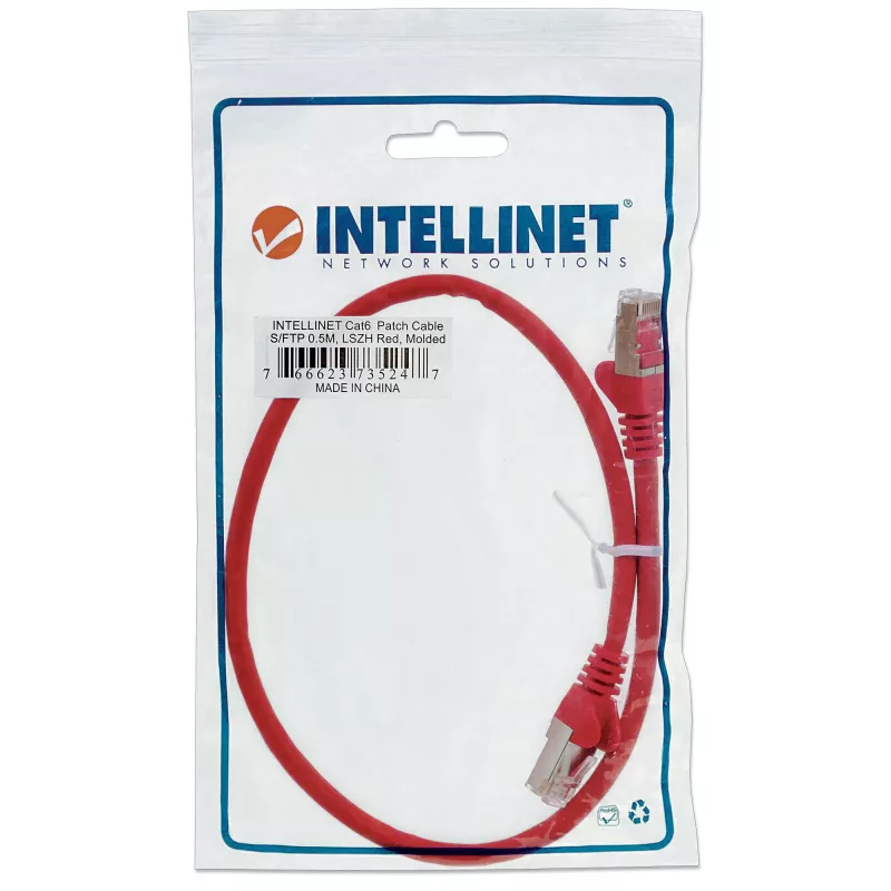 Intellinet Network kabel krosowy, Cat5e, 15 m, czerwony, CCA, SF/UTP, PVC, RJ45, pozłacane styki, bezzaczepowa, z osłoną wtyku, dożywotnia gwarancja