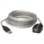 Kabel przedłużający Manhattan USB-A na USB-A, 5 m, męski na żeński, aktywny, przezroczysty srebrny, 480 Mb/s (USB 2.0), łączenie łańcuchowe, wbudowany repeater, Hi-Speed USB, trzyletnia gwarancja