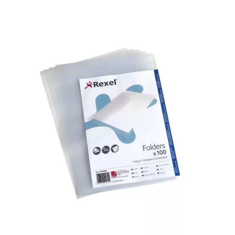 Rexel Embossed A4 L Folder Clear (100), 210 x 297 mm (A4), Transparent, Polipropylen (PP), 221 mm, 312 mm, 25 mm