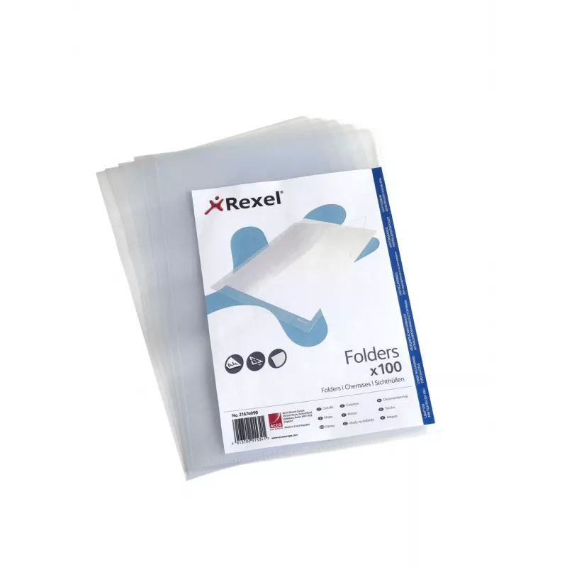 Rexel Embossed A4 L Folder Clear (100), 210 x 297 mm (A4), Transparent, Polipropylen (PP), 221 mm, 312 mm, 25 mm