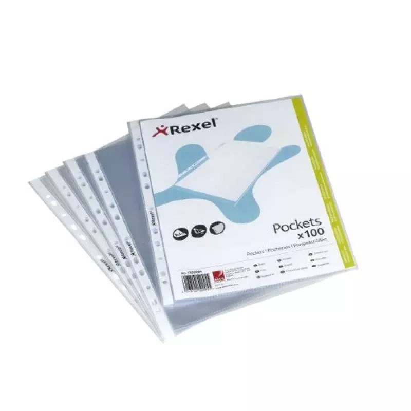 Rexel Premium A5 Top Opening Pockets Clear (100), Transparent, 175 mm, 225 mm, 25 mm