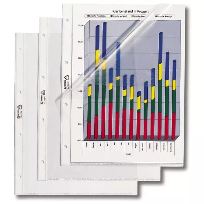 Hetzel Standard koszulka na dokumenty, A4, PVC 0,095 mm, otwarta z boku i od góry (220204)