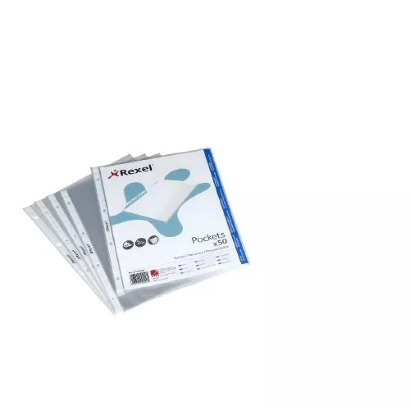 Rexel Crystal Clear A4 Top Open Pocket (50), 210 x 297 mm (A4), Transparent, Polipropylen (PP), Pionowa, 50 szt.