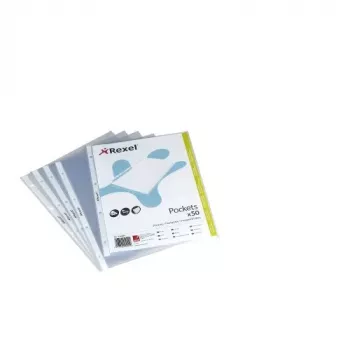 Rexel Embossed A4 Top Open Pocket Clear (50), 210 x 297 mm (A4), Transparent, Polipropylen (PP), Pionowa, 50 szt.
