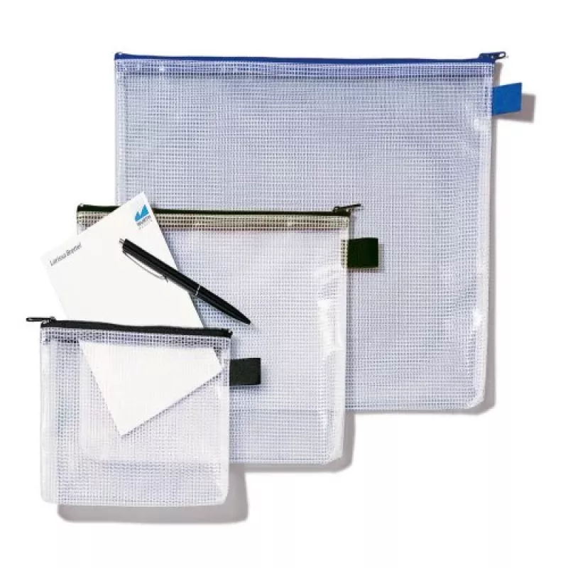 Rexel Mesh Bag z czarnym zamkiem A5, PVC, 31 g, Czarny, Przezroczysty