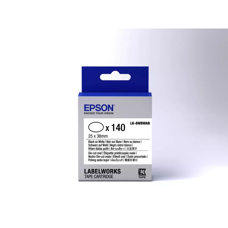 Epson Label Cartridge Die-cut Oval LK-8WBWAB Czarny/Biały 25x38mm (140 etykiet)