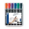 Marker permanentny Staedtler Lumocolor Chisel Tip 350 WP6 czarny niebieski zielony czerwony fioletowy żółty