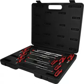 Zestaw kluczy sześciokątnych z uchwytem T KS Tools 151.8150 — 9 szt., krótkie ramię uchwytu T